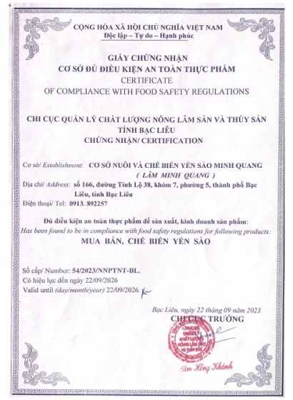 CHỨNG NHẬN VSATTP